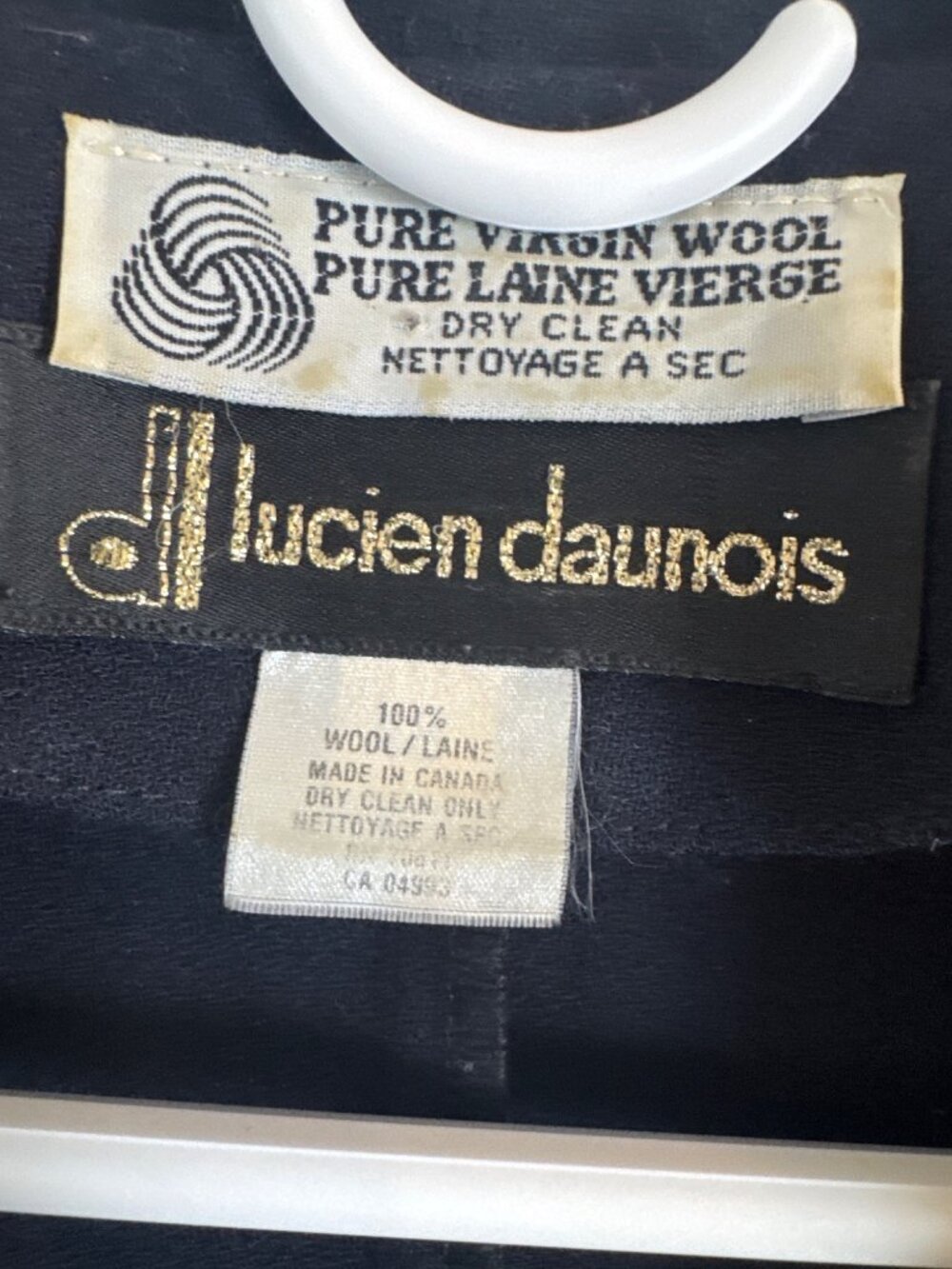 Lucien Daunois Black Double-Breasted Wool Blazer Dress Gold Button Longline XL - Picture 2 of 8